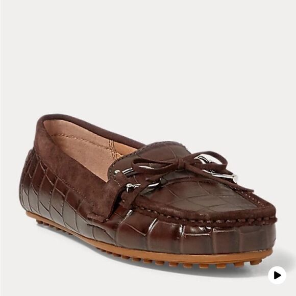 Ralph Lauren leather loafer In brown size 6B new - Picture 1 of 14